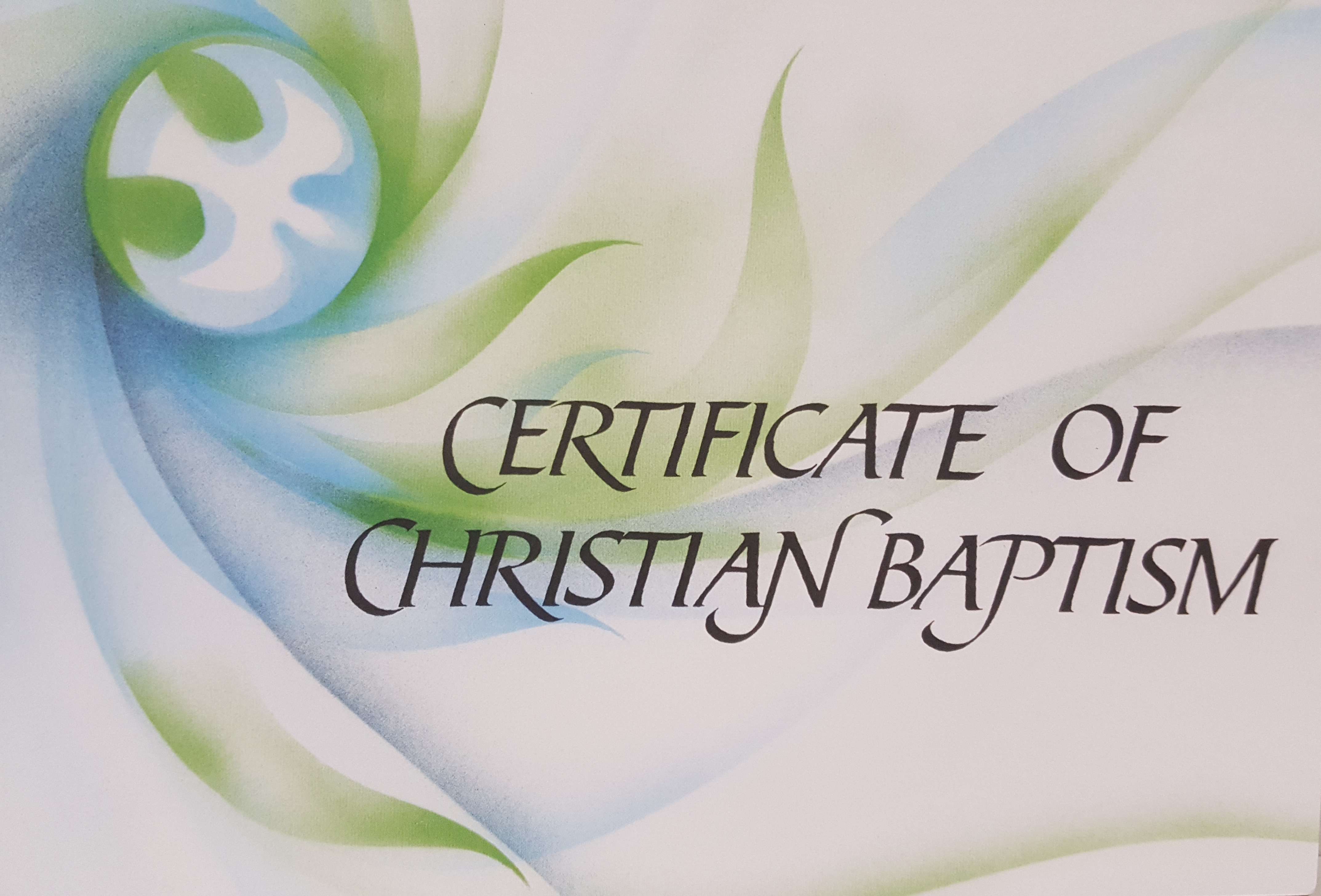 ECUMENICAL CERTIFICATE OF CHRISTIAN BAPTISM Church of Ireland